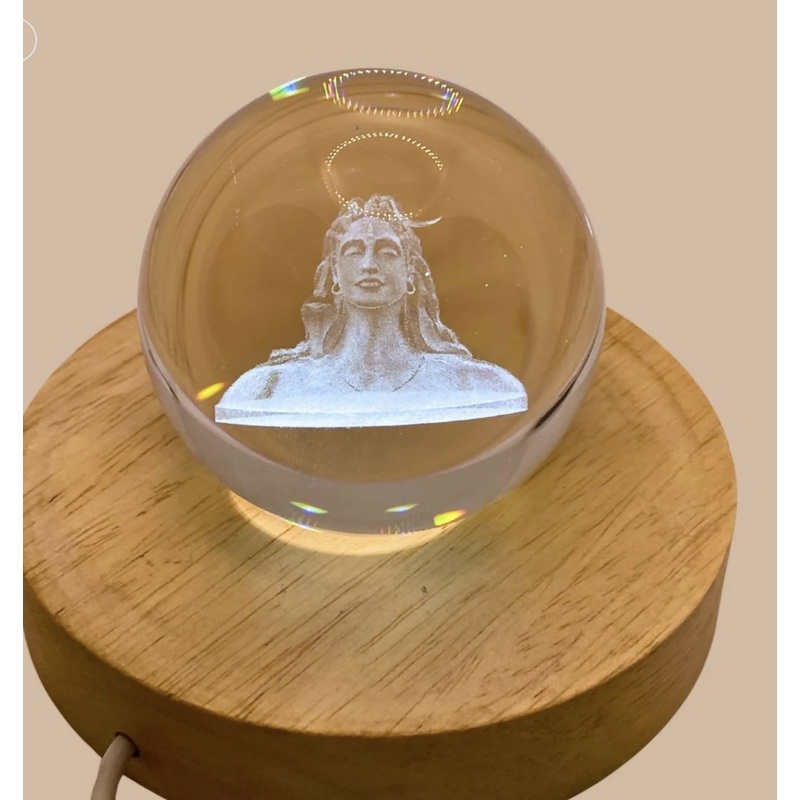 3D Crystal Shiva LED Night Lamp LORD SHIVA Crystal Ball – Exquisite Glass Art Featuring a Universe Design