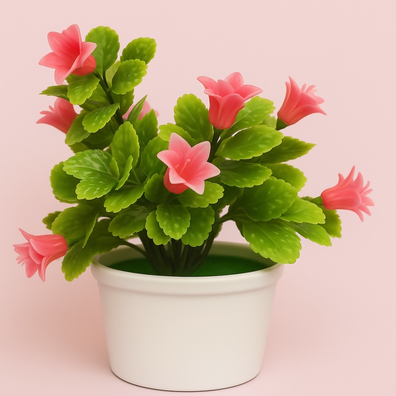 Blossom Charm Mini Pots  Set of 4 Flower Pot Artificial Decoration Plant | Natural Look & Plastic Material for Home, Hotels, Office & MULTIUSE Pot