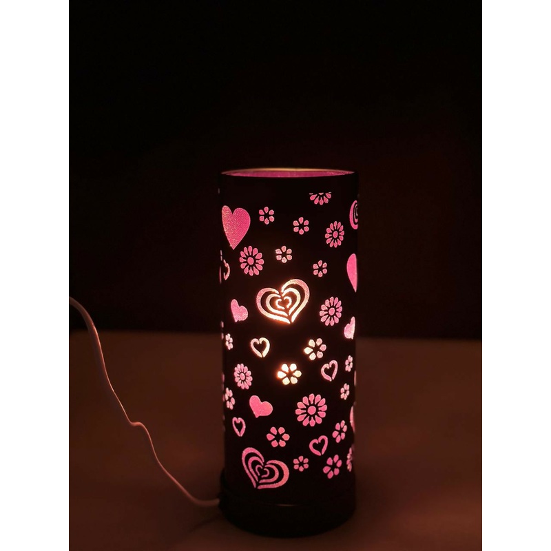 Blossom Hearts Mood Lamp Purple Modern Creative Personality Carved Beautiful Butterfly Pattern Cloth Cover Wrought Iron Chassis Strong and Durable Living Room Study Bedroom Bedside Home Decoration Desk Lamp Decorative