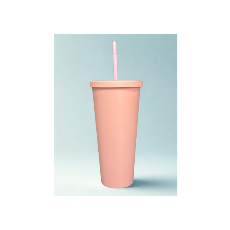 BlushSip  Matte Pink Tumbler with Straw Simple Modern Insulated Tumbler Cup with Straw Lid and Flip Lid | Reusable Water Bottle for Cold Brew Tea Iced Coffee Travel Mug | Classic Collection