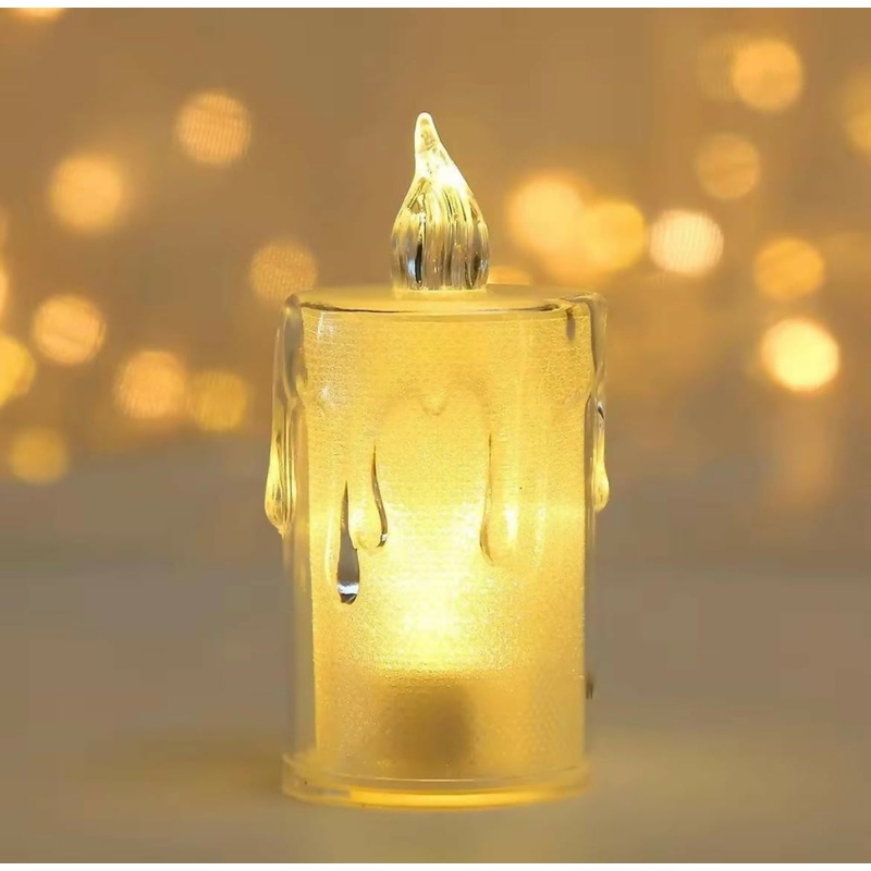 Crystal Melt Trio | Set of 3 pc light Candles Table Centrepiece Flameless Candles Transparent Small Tea Wax Birthday Proposal INS Desktop Decoration Create Atmosphere Candles Tea Lights