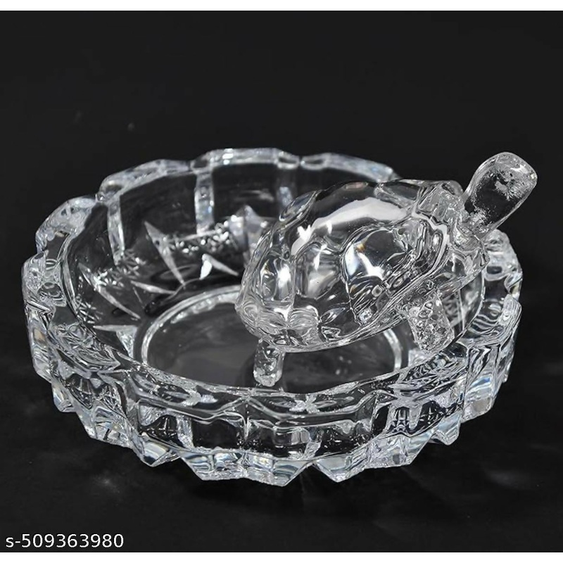 Crystal Turtle Decorative tray Crystal Tortoise Glass Kachua with Beautiful Bowl Plate Fengshui Vastu Set for Good Luck Feng Shui Turtle Best Gift for Office Showcase Showpiece and Home Dcor