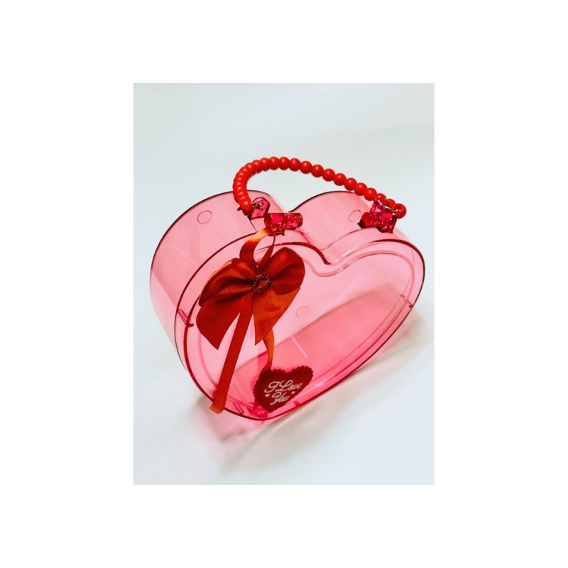 Elegant Heart shaped transparent jewellery bag Red Heart-shaped Stationery Storage Box Pp Material Makeup Case Sturdy and Smooth Present