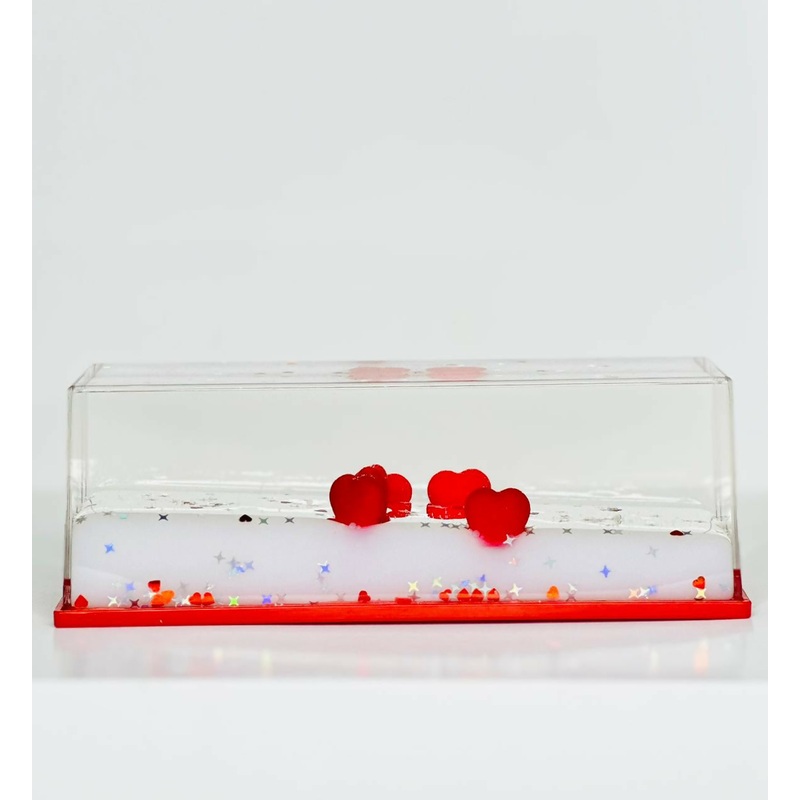 Frosted Hearts Dream Dome Acrylic Liquid Motion Teddy Love Sign Block | Valentine’s Day Gift | Romantic Desk Showpiece | Clear Decorative Display with Floating Glitter