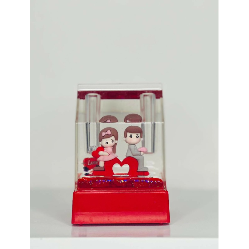 Heartfelt Moments Love Cube Acrylic Liquid Motion Teddy Love Sign Block | Valentine’s Day Gift | Romantic Desk Showpiece | Clear Decorative Display with Floating Glitter