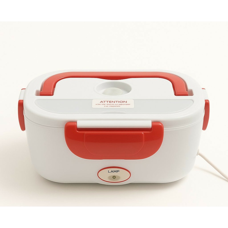 HeatMate Electric Lunch Box  Food Warmer Tiffin with Plug-in Heating (Red & White)