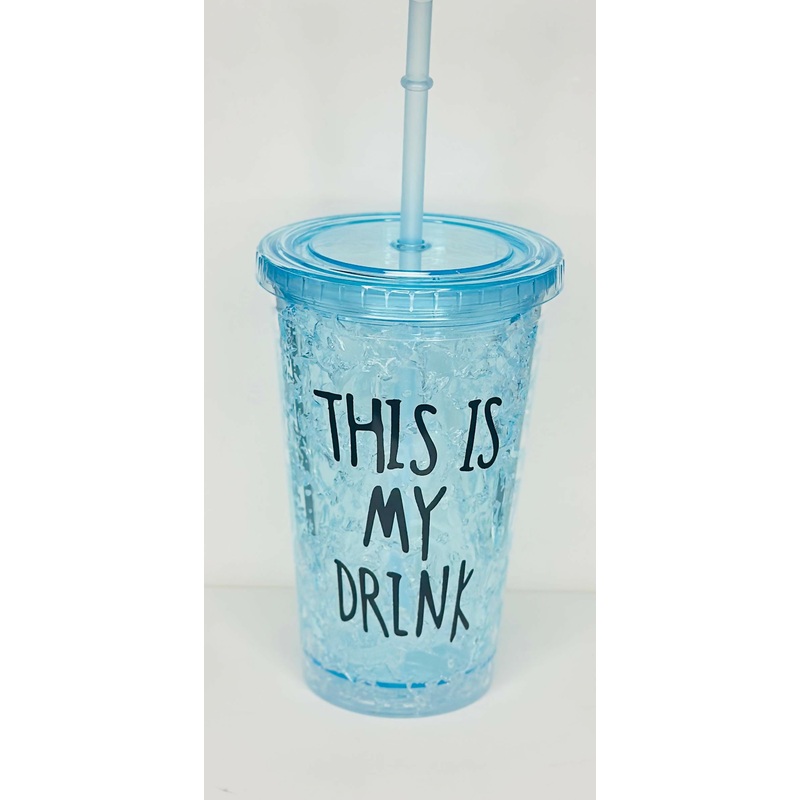 This Is My Drink Blue Sipper Tumbler with Straw  Double Wall Iced Cup