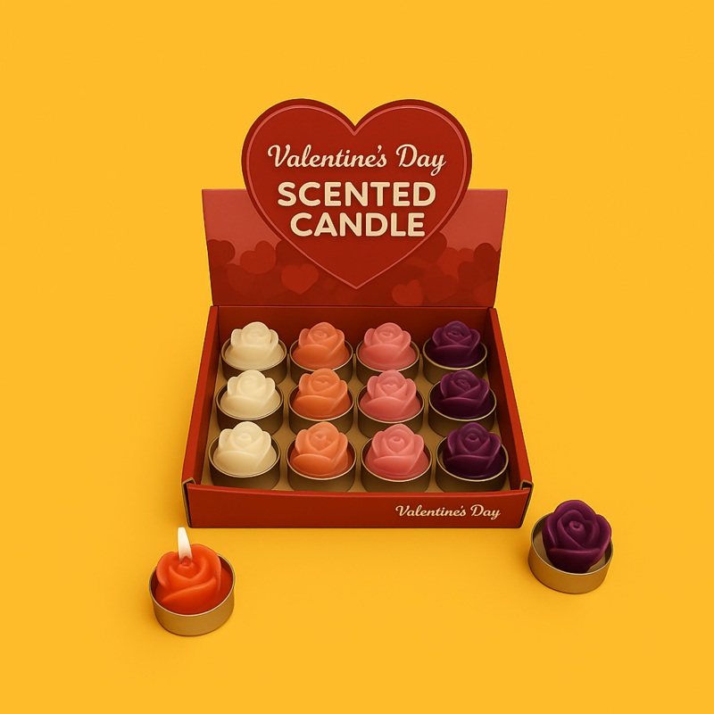 Valentine’s Day Rose-Shaped Scented Tealight Candles Set of 12