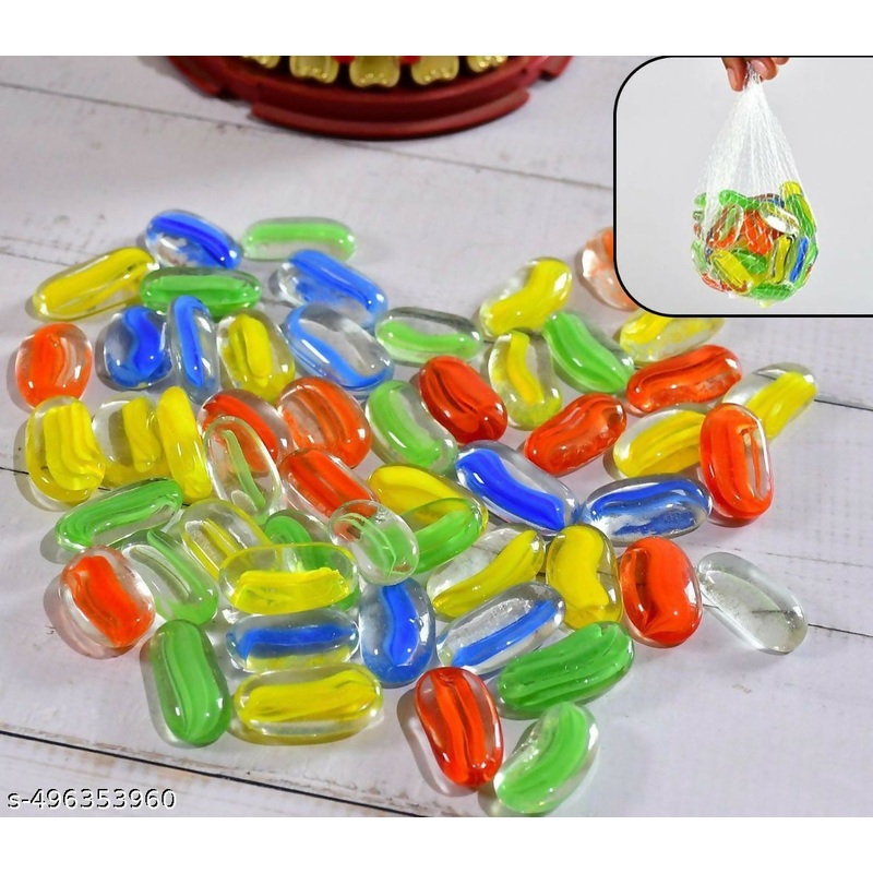 VibrantGlow  Multicolor Decorative Glass Pebbles Glass Gem Stone, Flat oval Marbles Pebbles For Vase Fillers, Attractive Pebbles For Aquarium Fish Tank.