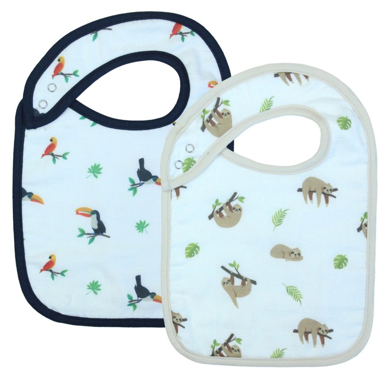Sloth & Toucan Bib Set