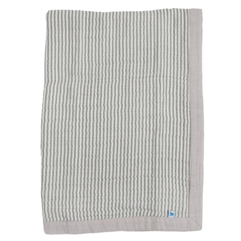 Cotton Muslin Baby Quilt – Grey Stripe