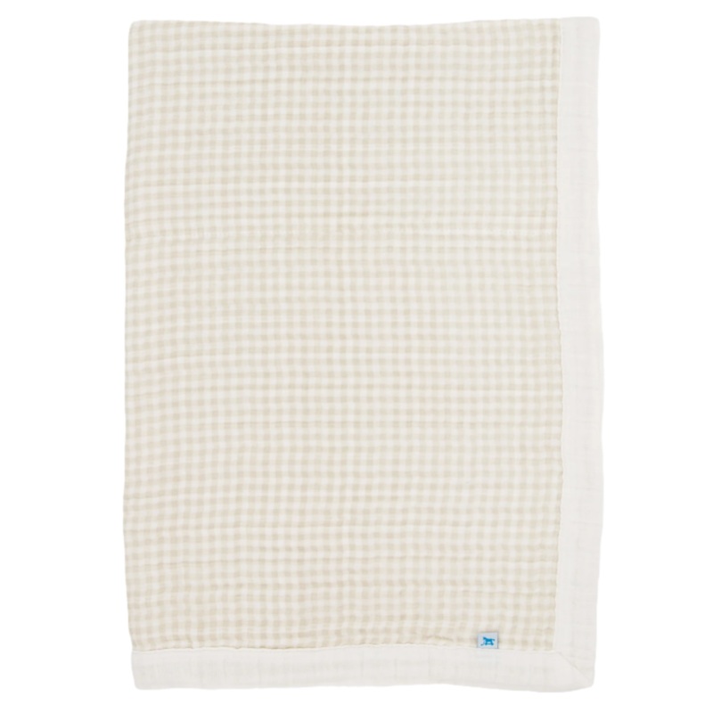 Cotton Muslin Baby Quilt – Tan Gingham