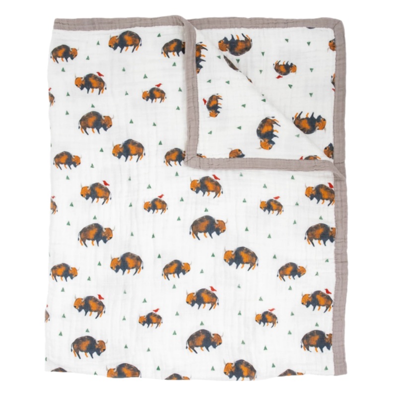 Cotton Muslin Quilted Throw – Bison