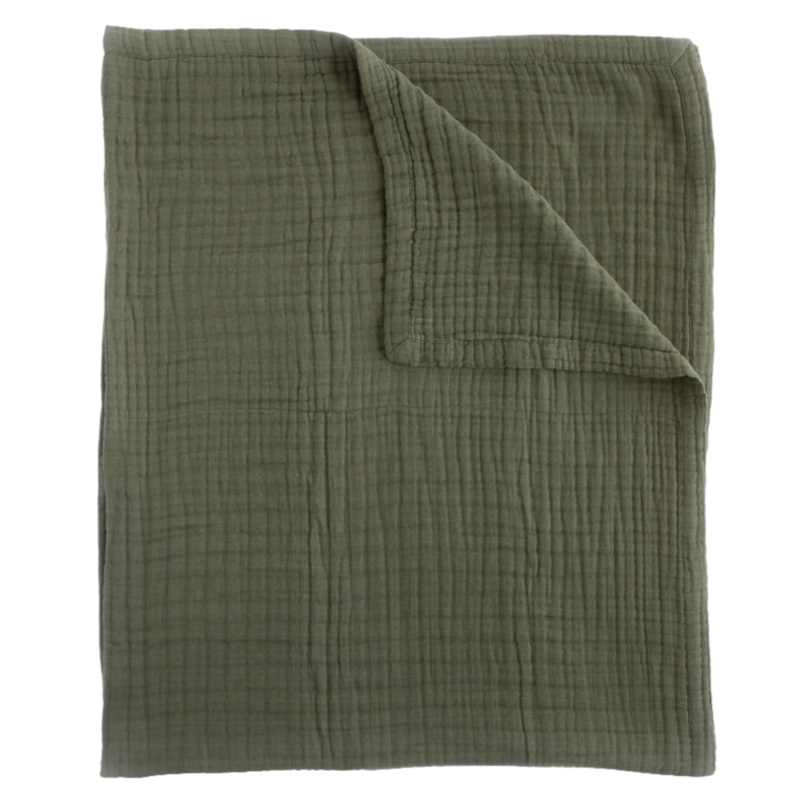 Cotton Muslin Quilted Throw – Fern
