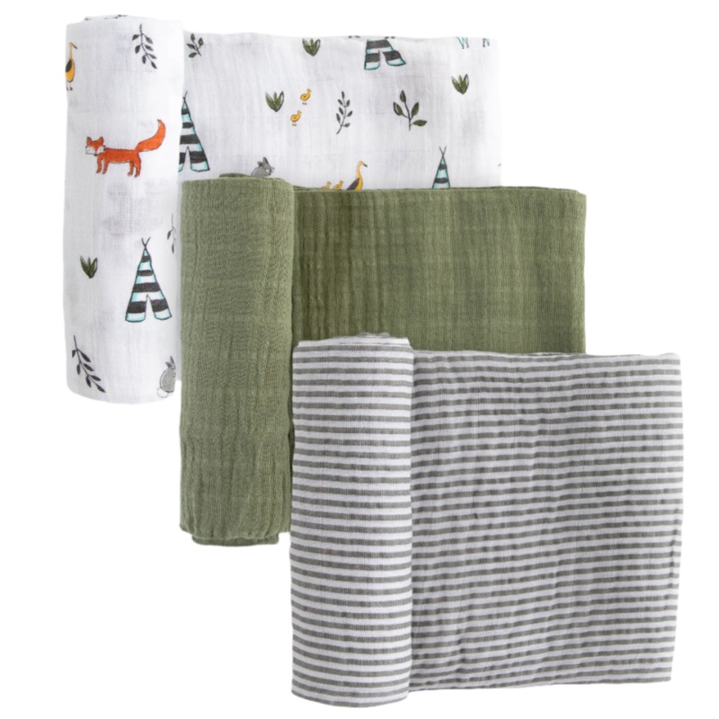 Cotton Muslin Swaddle Blanket 3 Pack – Forest Friends 2