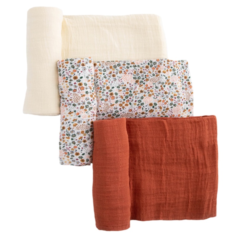 Cotton Muslin Swaddle Blanket 3 Pack – Pressed Petals