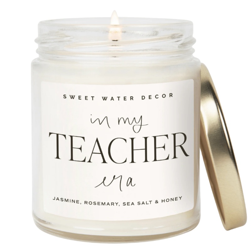 In My Teacher Era Soy Candle – Clear Jar – 9 oz (Wildflowers and Salt)