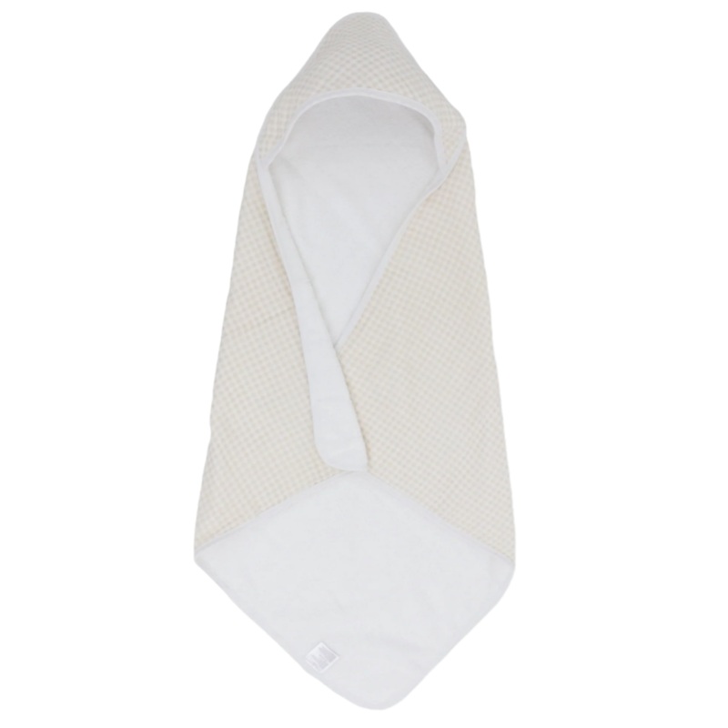 Infant Hooded Towel – Tan Gingham