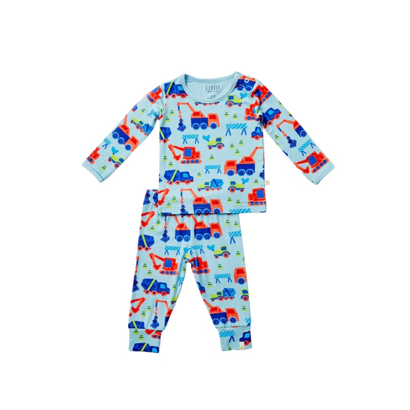 Long Sleeve Pajama Set – Construction Blue