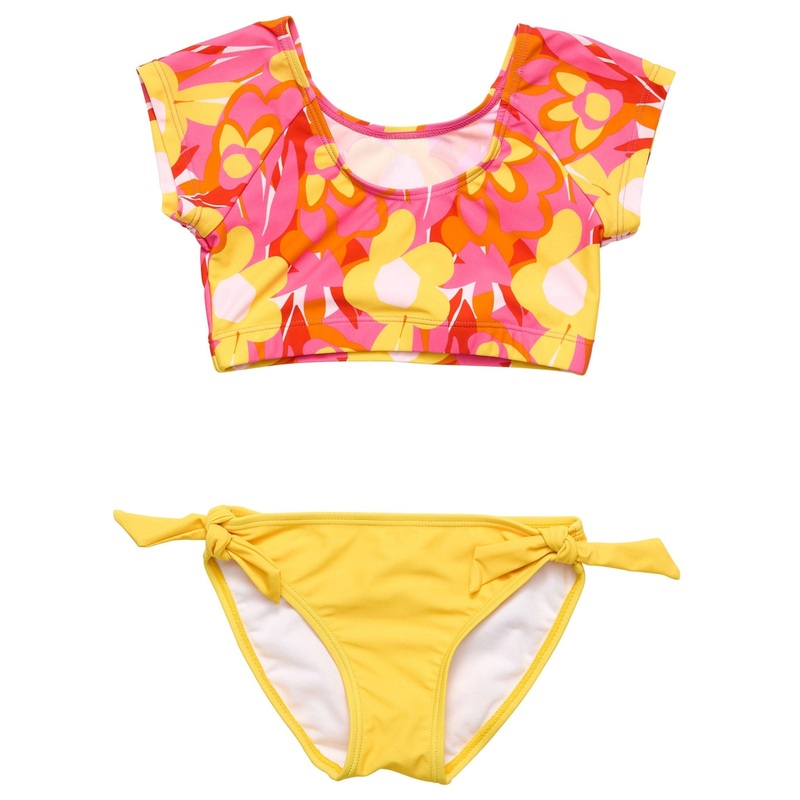 Pop of Sunshine Crop SS Rash Top Set
