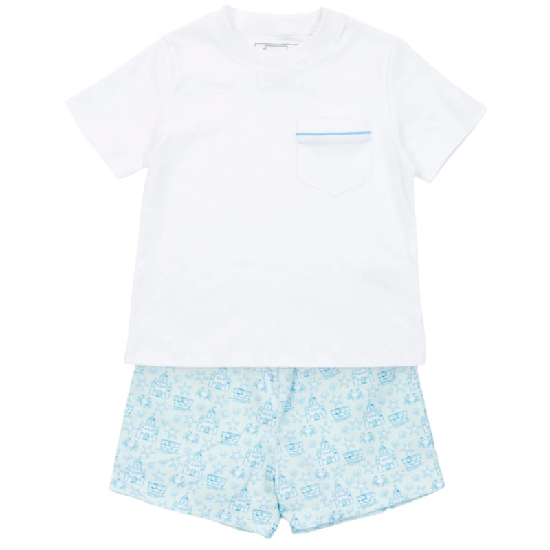 Hudson Boys’ Short Set – Sandcastles Blue