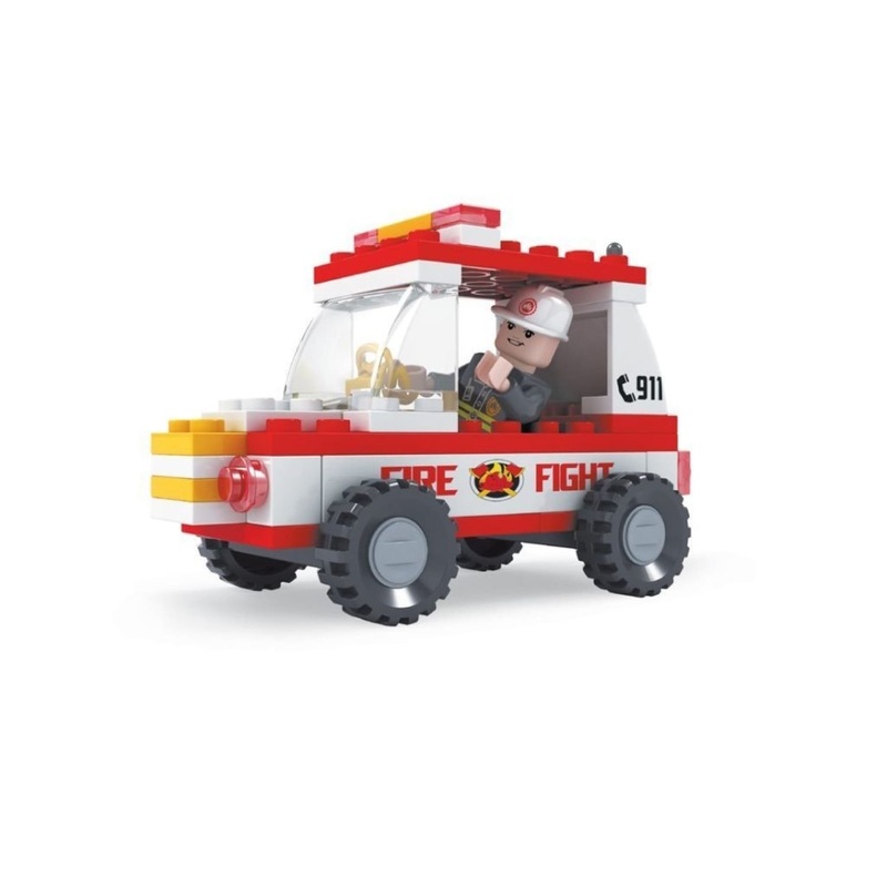 Minifig Fire Rescue 911 Jeep Set (58 Pieces)
