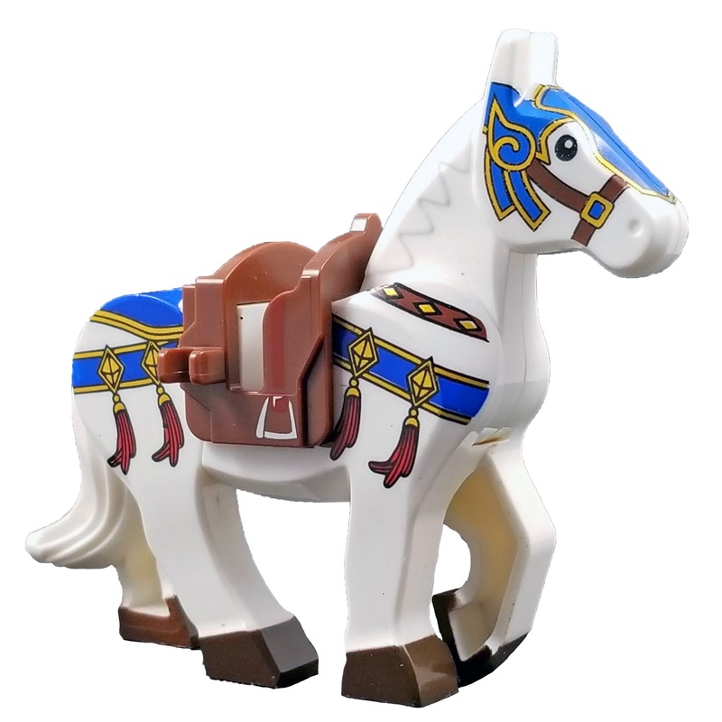 Minifig White Horse with Blue Body Strap