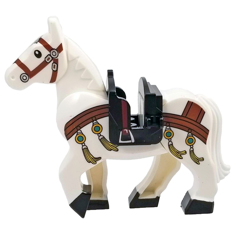 Minifig White Horse with Brown Body Strap