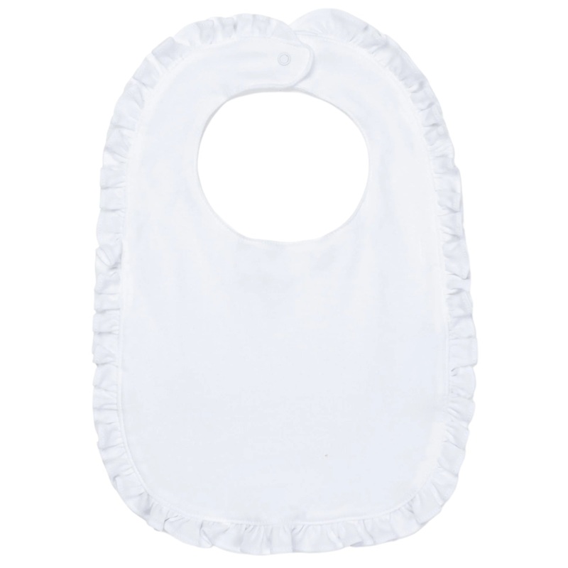 Ruffled Edge Pima Cotton Bib – White