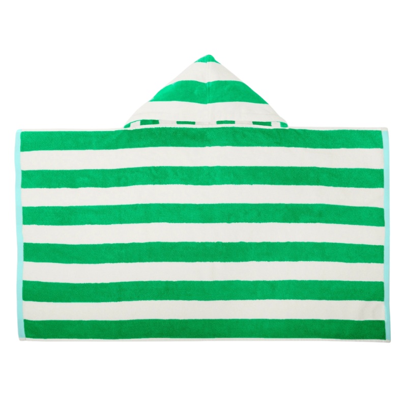 Kids Green Apple Stripe Hoodie Towel