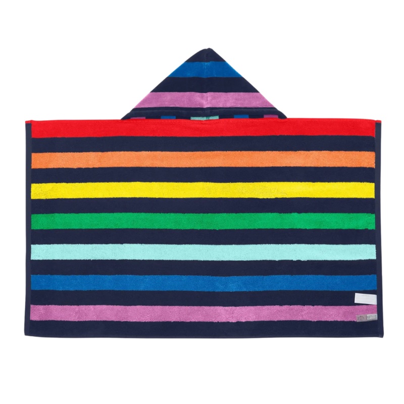 Kids Navy Rainbow Stripe Hoodie Towel
