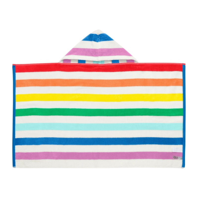 Kids White Rainbow Stripe Hoodie Towel