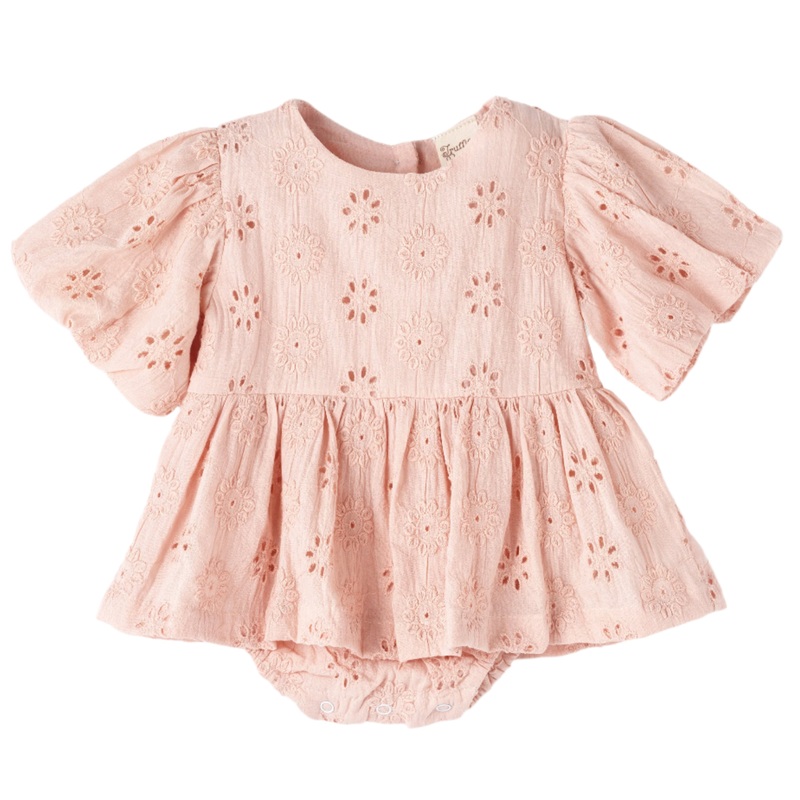 Pink Eyelet Cotton Skirted Baby Bodysuit
