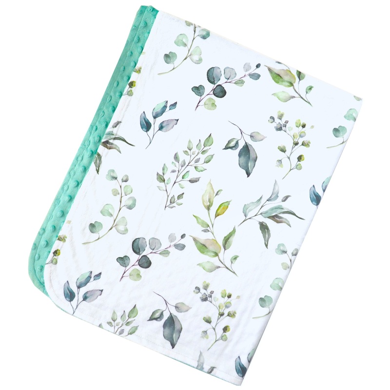 Premium Baby & Toddler Minky Blanket – Eucalyptus Greenery