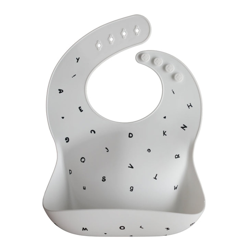 Silicone Baby Bib – Letters White