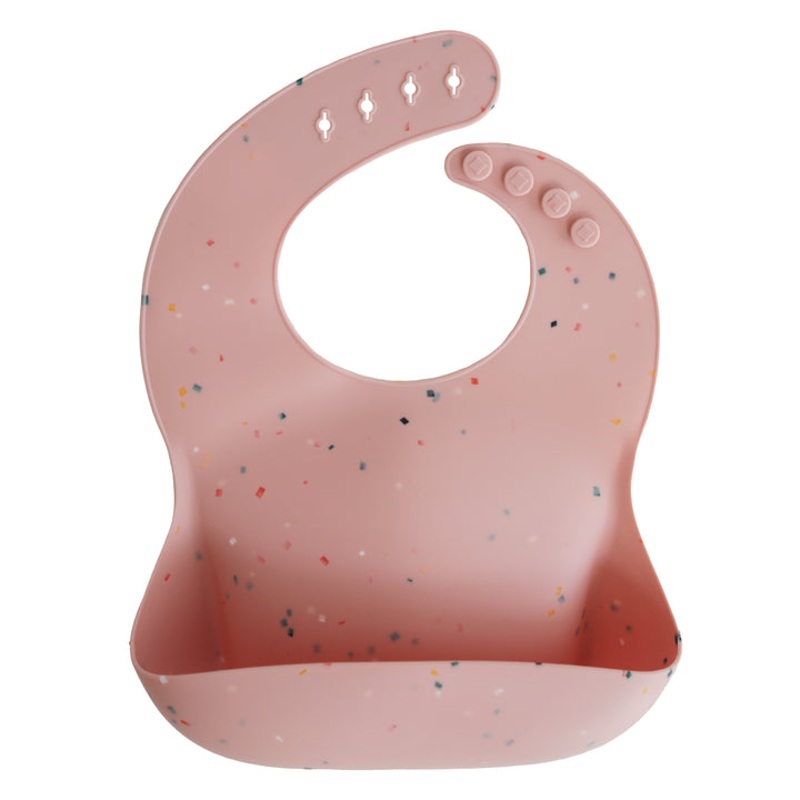 Silicone Baby Bib – Powder Pink Confetti