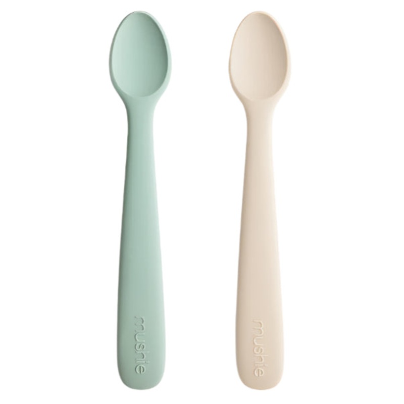 Silicone Feeding Spoons 2-Pack – Cambridge Blue/Shifting Sand