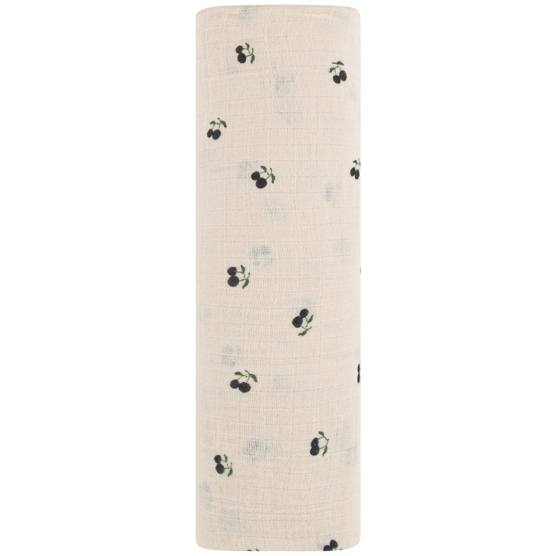 Cotton Muslin Swaddle Blanket – Blue Cherry