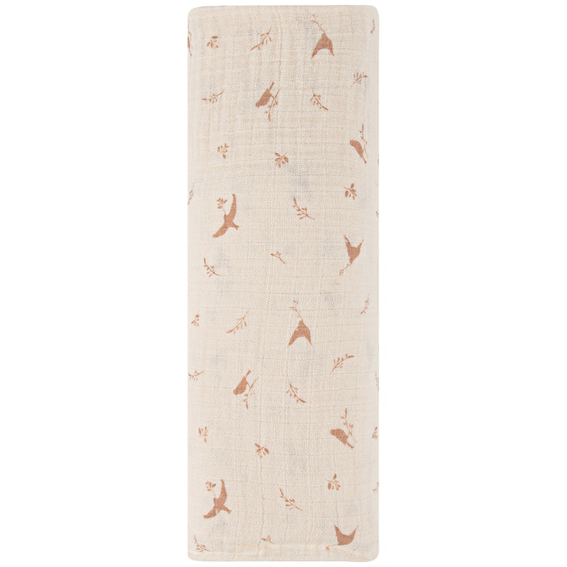 Cotton Muslin Swaddle Blanket – Pink Bird