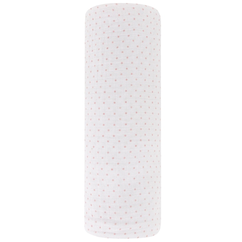 Cotton Muslin Swaddle Blanket – Pink Pin Dot