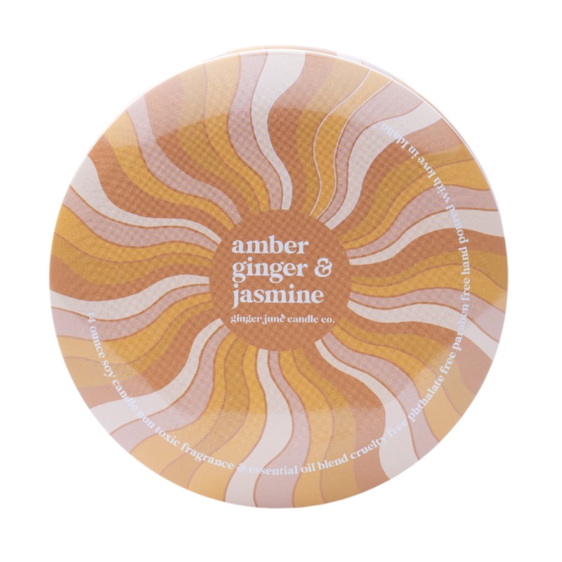 Groovy Swirl Tin: Amber + Ginger + Jasmine 14 oz Candle