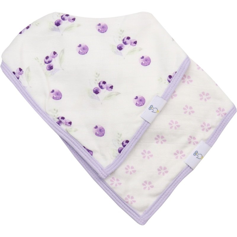 Lavender Attachable Wooden and Silicone Teether and Flower Bib Gift Set