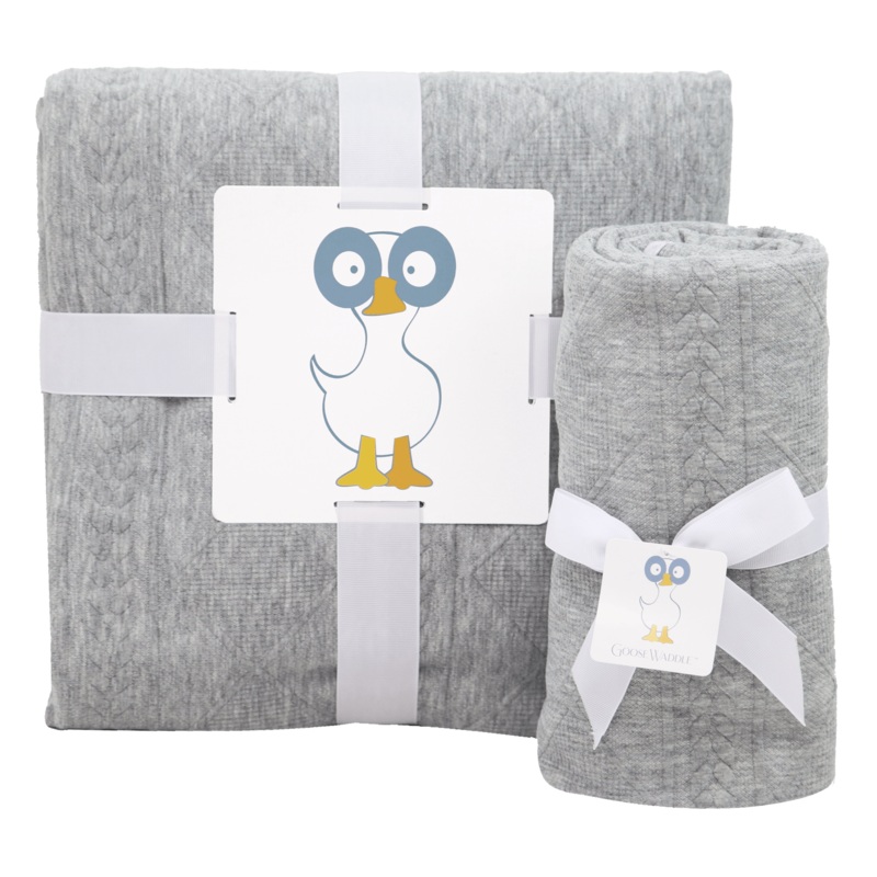 Mommy & Me Knit Blanket Set – Gray