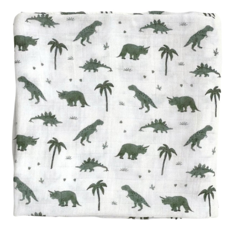 Bamboo Muslin Swaddle Blanket – Dino-Snores