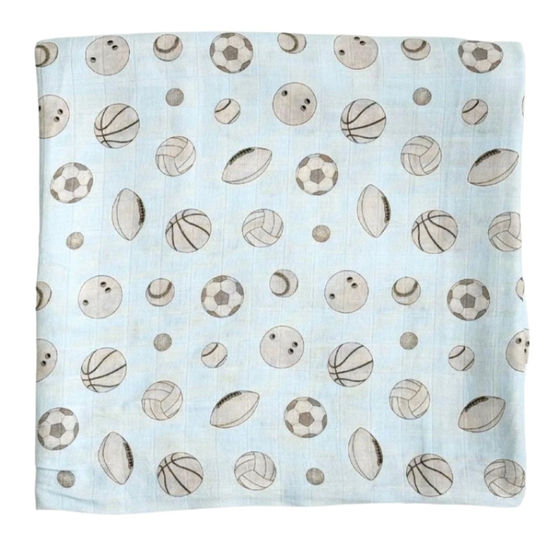 Bamboo Muslin Swaddle Blanket in Baby Ballers