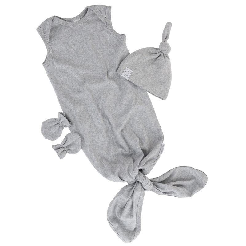 Knot Wearable Blanket, Knot Hat & Mitten Set – Heather Grey