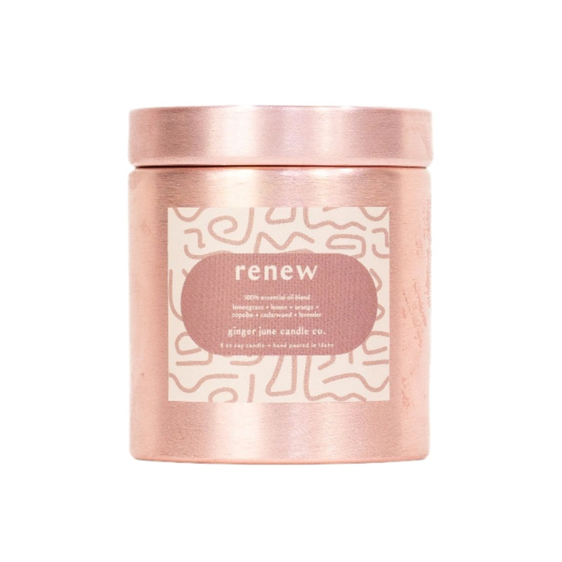 Renew  Metallic Pink Tin  9 oz Soy Candle