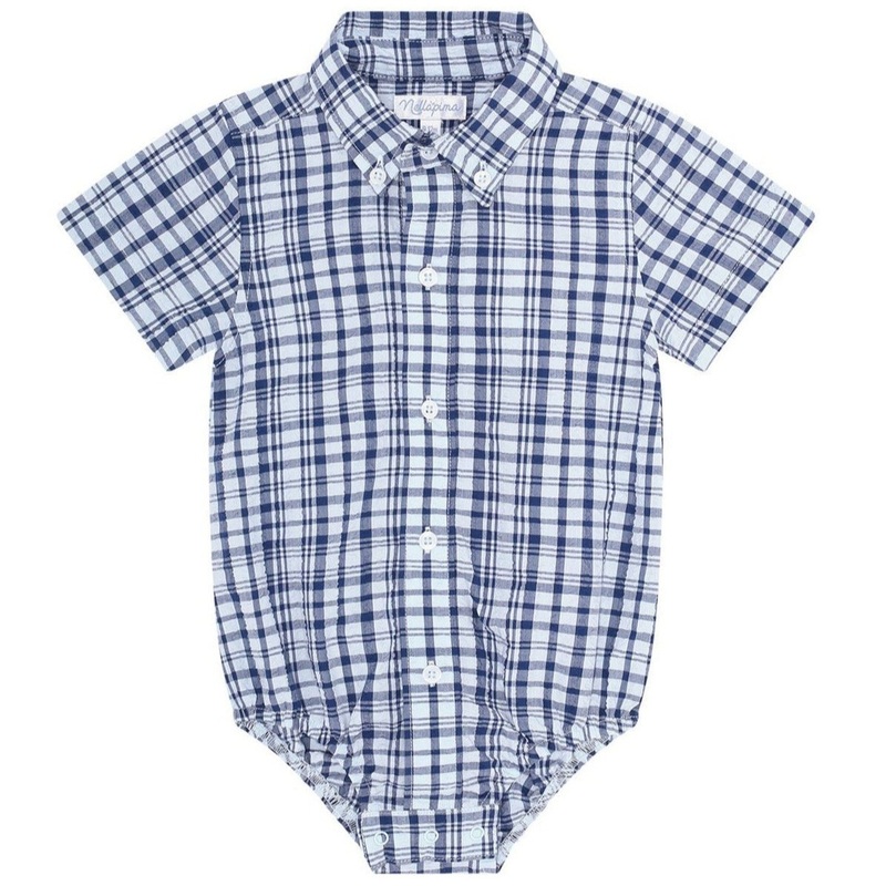 Blue Plaid Pima Cotton Onesie Shirt