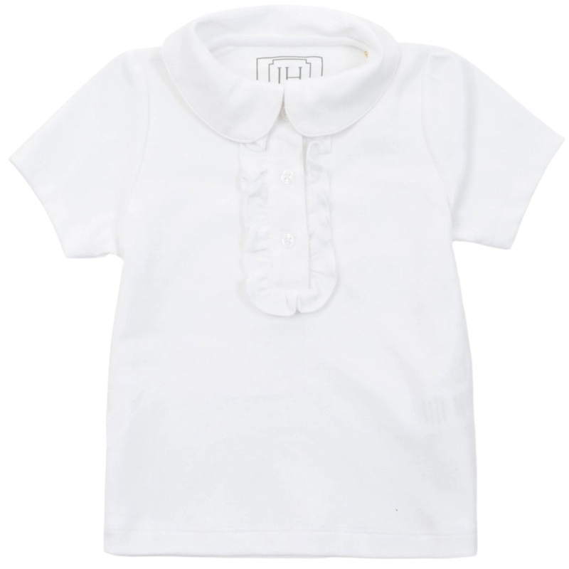 Jane Girls’ Pima Cotton Short Sleeve Polo Shirt – White