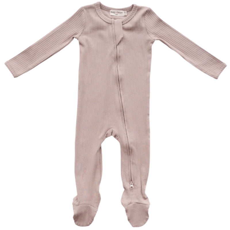 Organic Cotton Ribbed Footie – Mocha